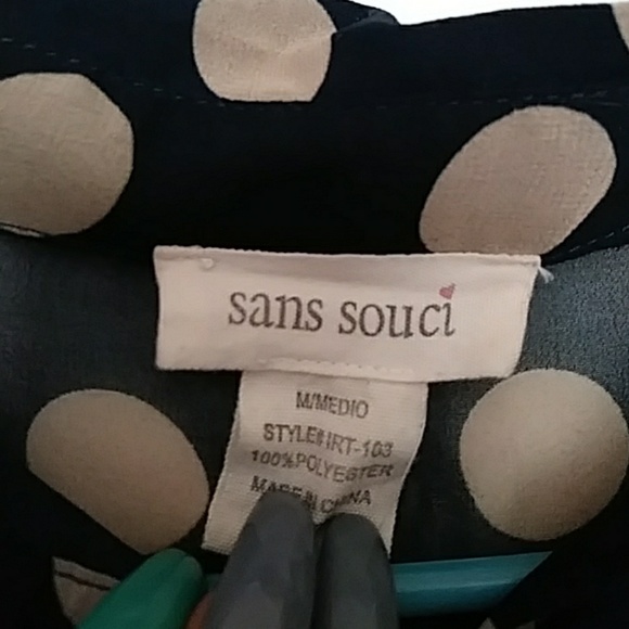 Beautifuk navy blue and tan blouse - Picture 3 of 3